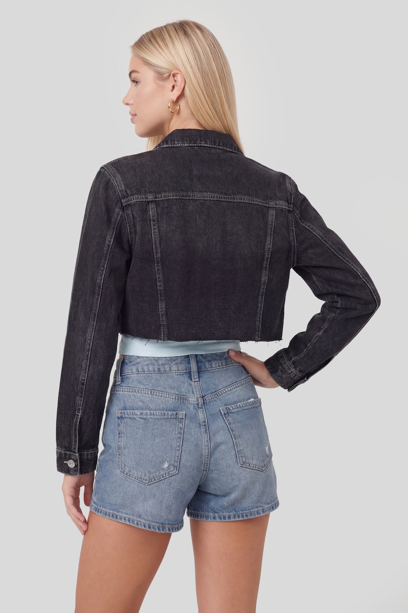 Ripped Cropped Denim Jacket