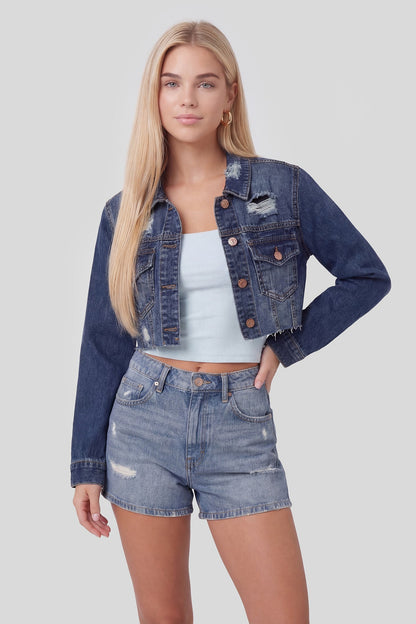 Ripped Cropped Denim Jacket