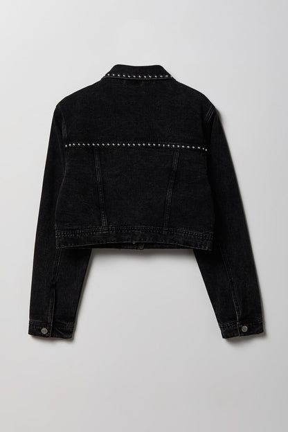Studded Cropped Denim Jacket