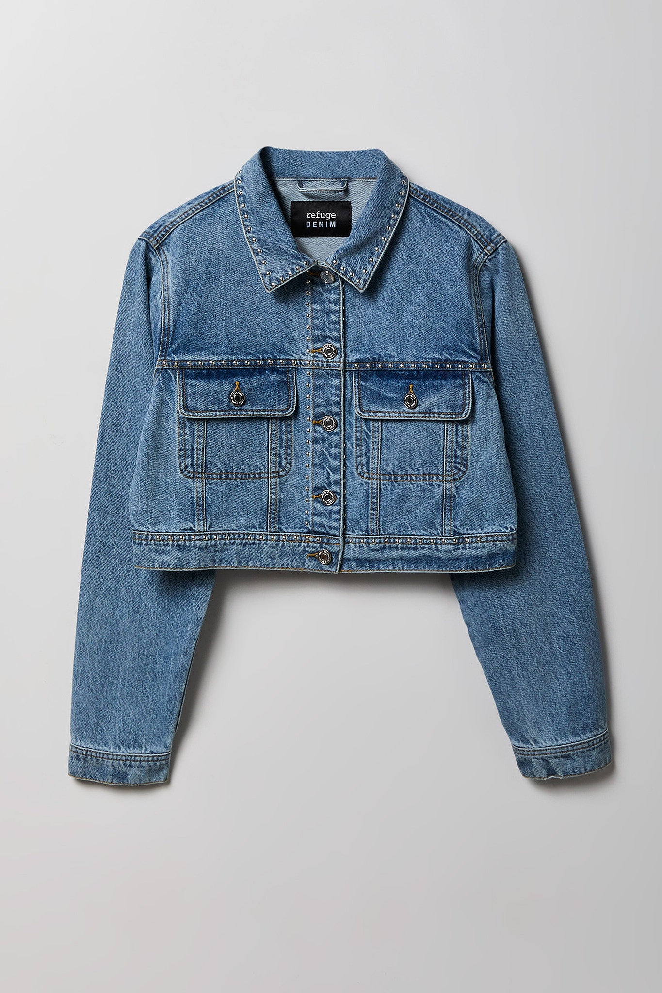 Studded Cropped Denim Jacket