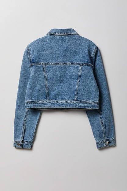 Studded Cropped Denim Jacket