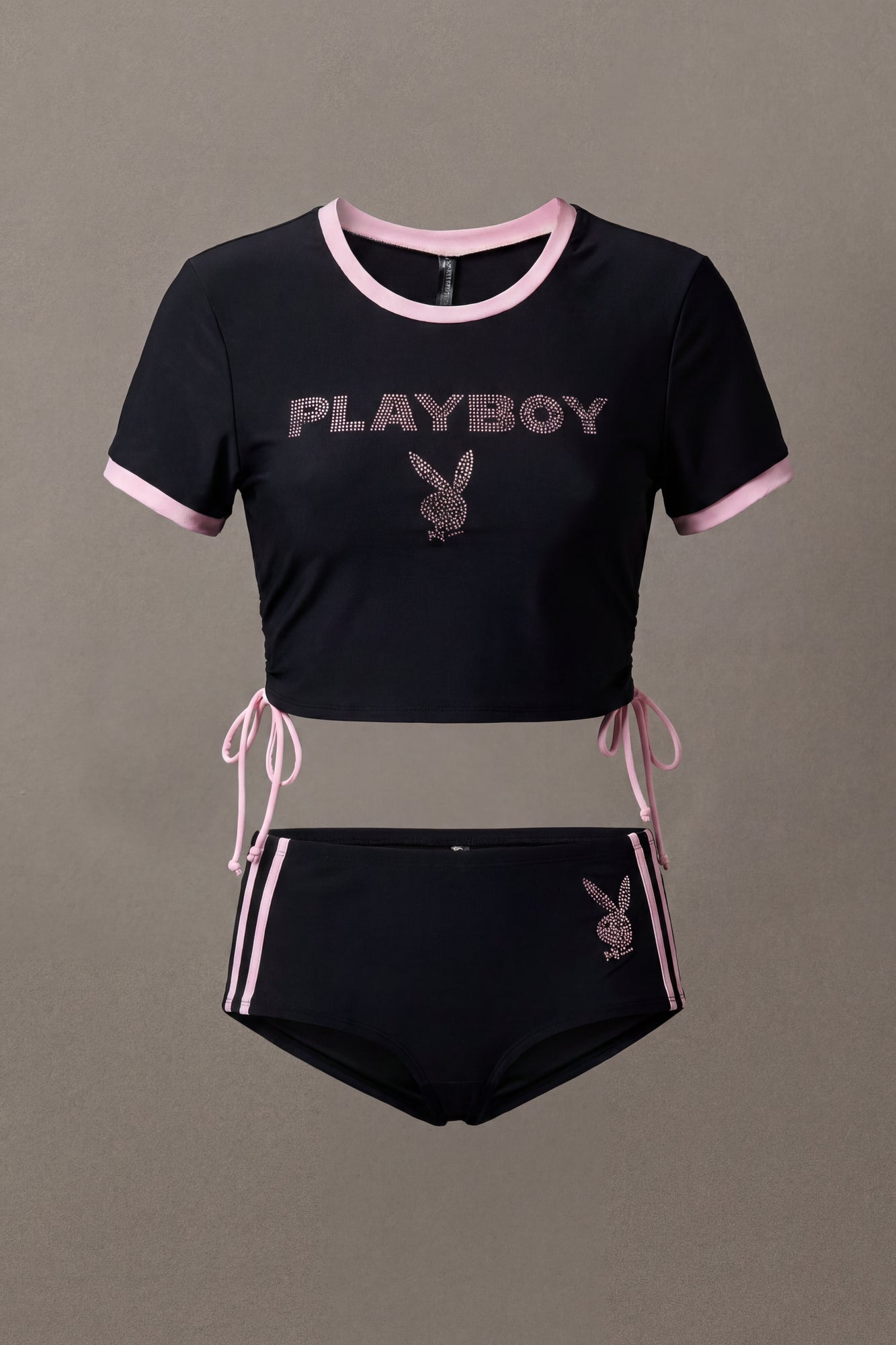 Playboy Rhinestone Ruched Swim Top
