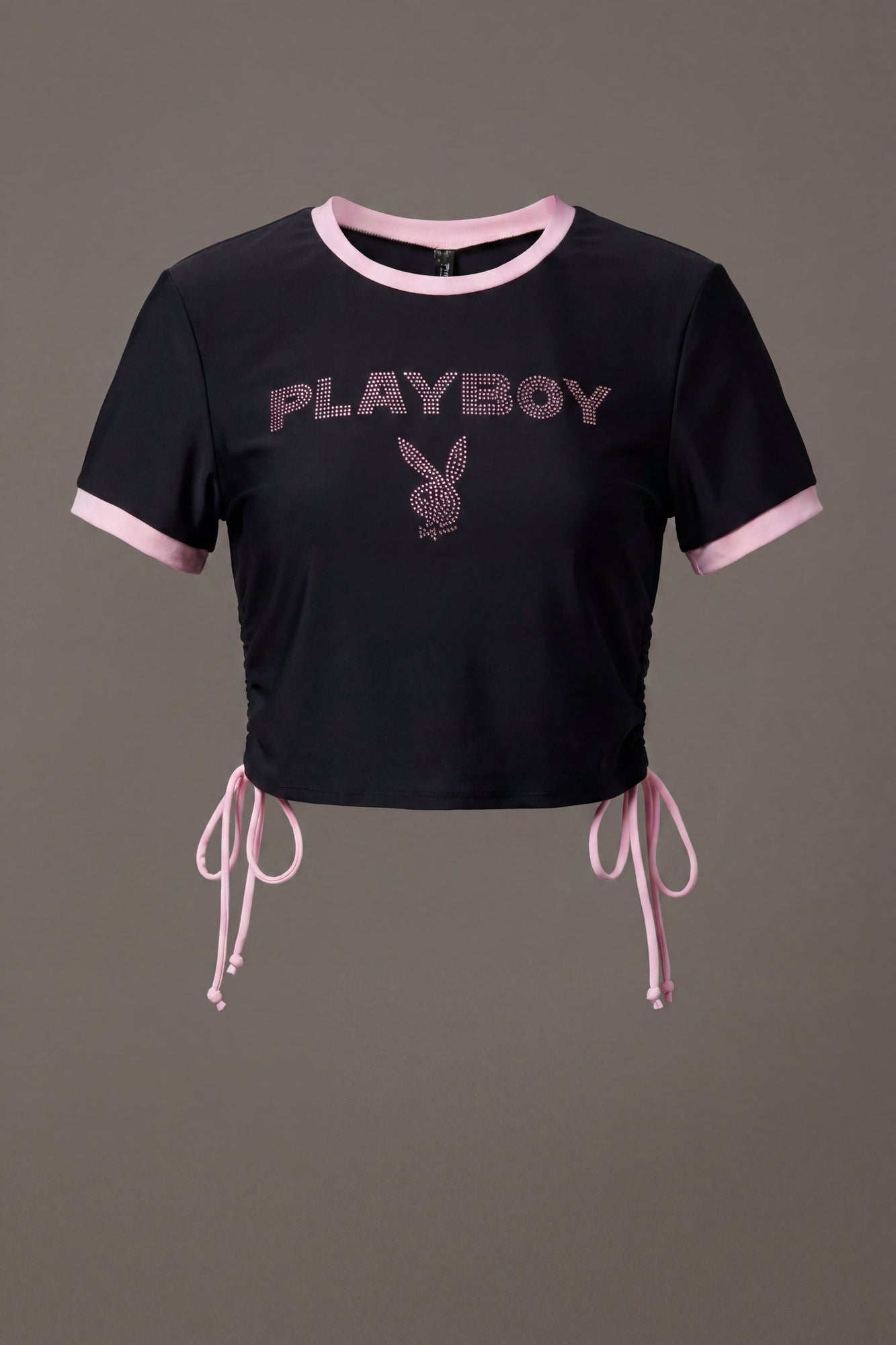 Playboy Rhinestone Ruched Swim Top