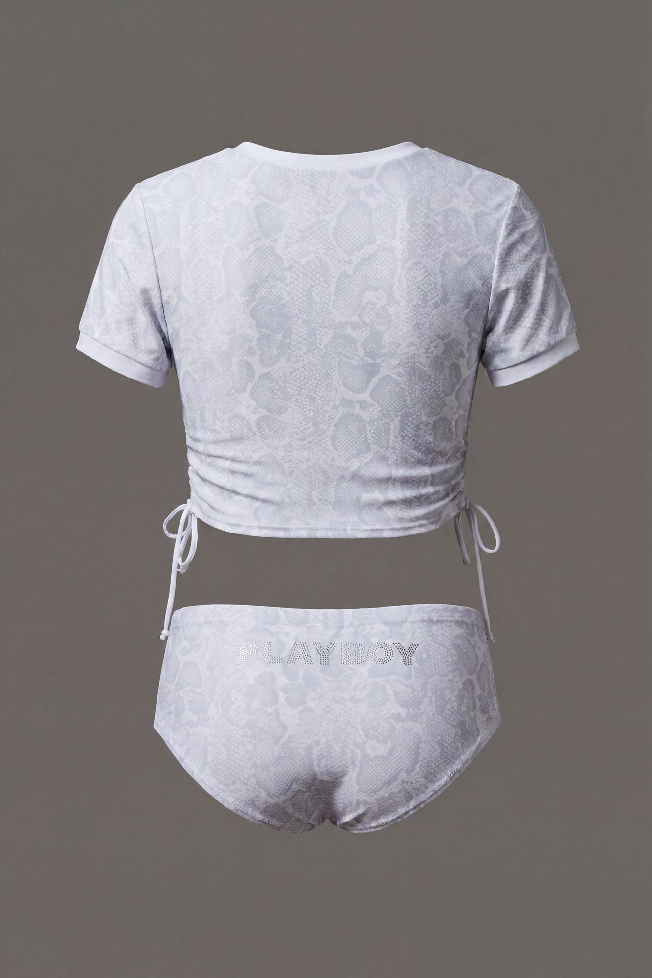 Playboy Rhinestone Ruched Swim Top