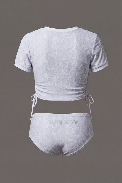 Playboy Rhinestone Ruched Swim Top