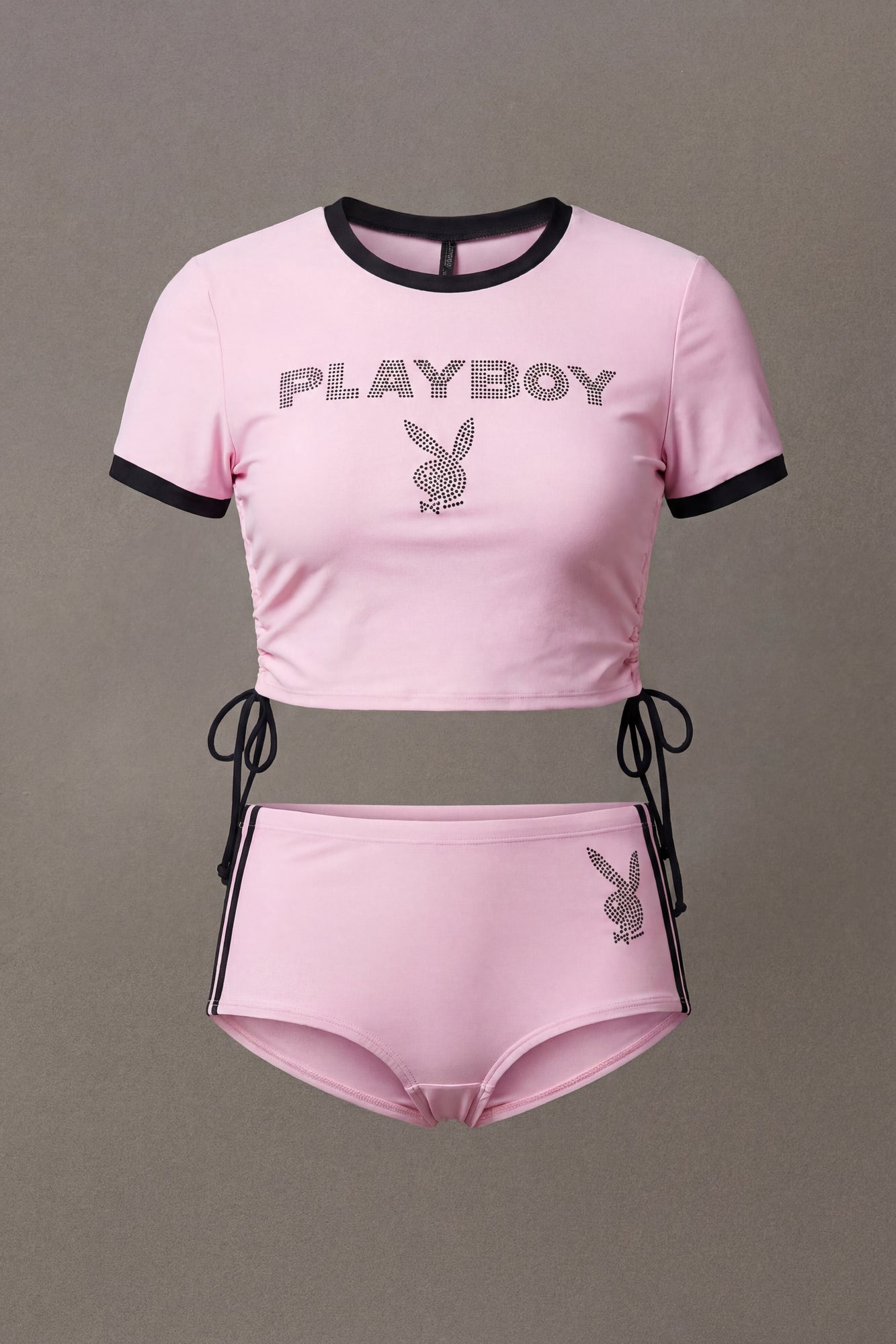 Playboy Rhinestone Ruched Swim Top