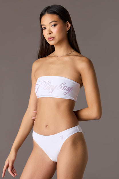 Playboy Rhinestone Bandeau Swim Top