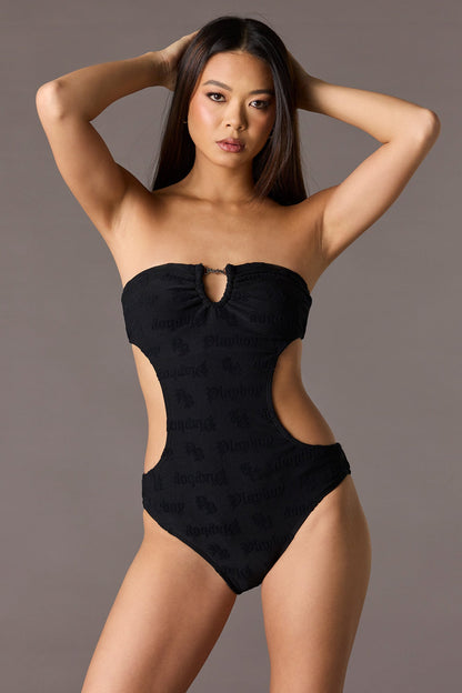 Playboy Embossed Cutout One Piece Swimsuit