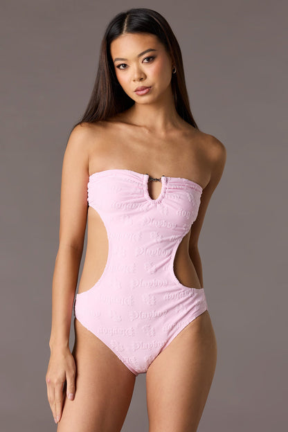 Playboy Embossed Cutout One Piece Swimsuit