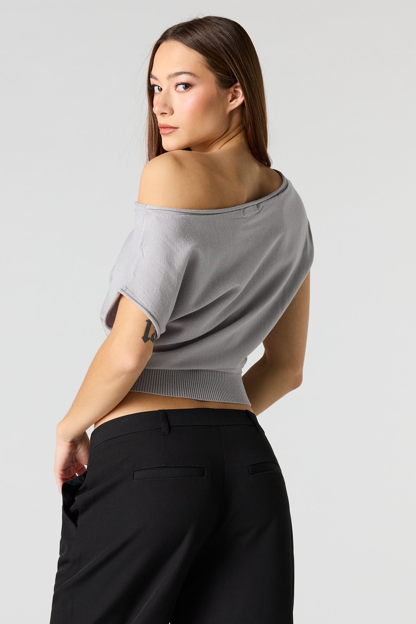 Dolman Short Sleeve Knit Top