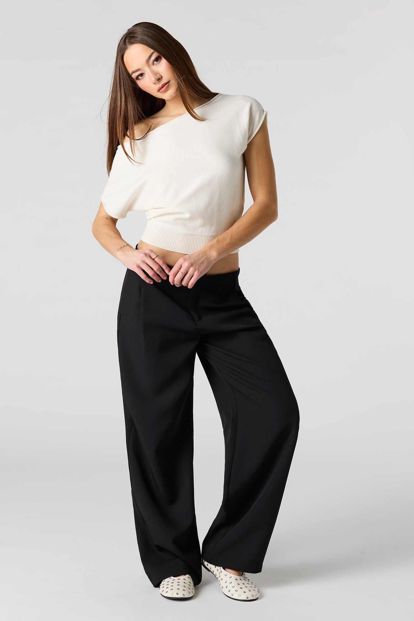 Dolman Short Sleeve Knit Top