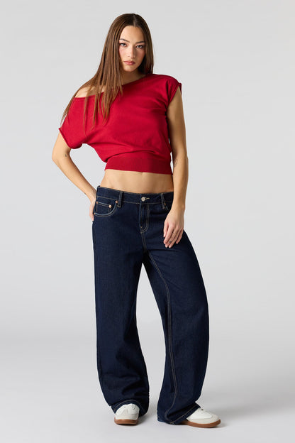 Dolman Short Sleeve Knit Top