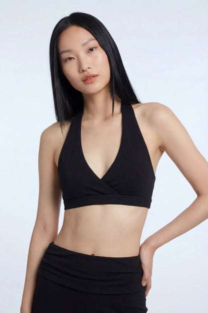 Active High Density Surplice Halter Bra