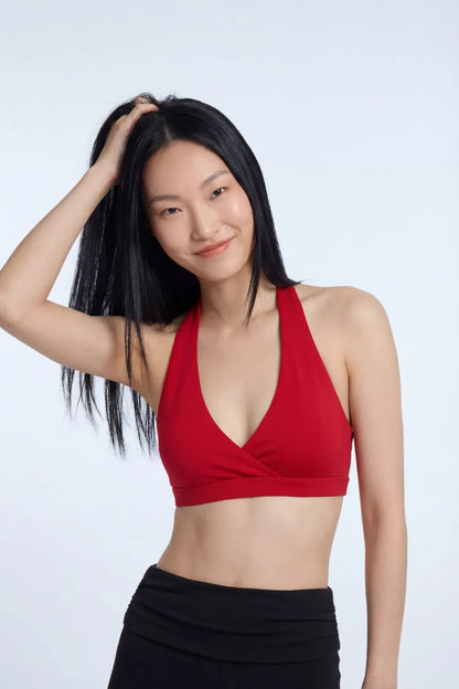 Active High Density Surplice Halter Bra