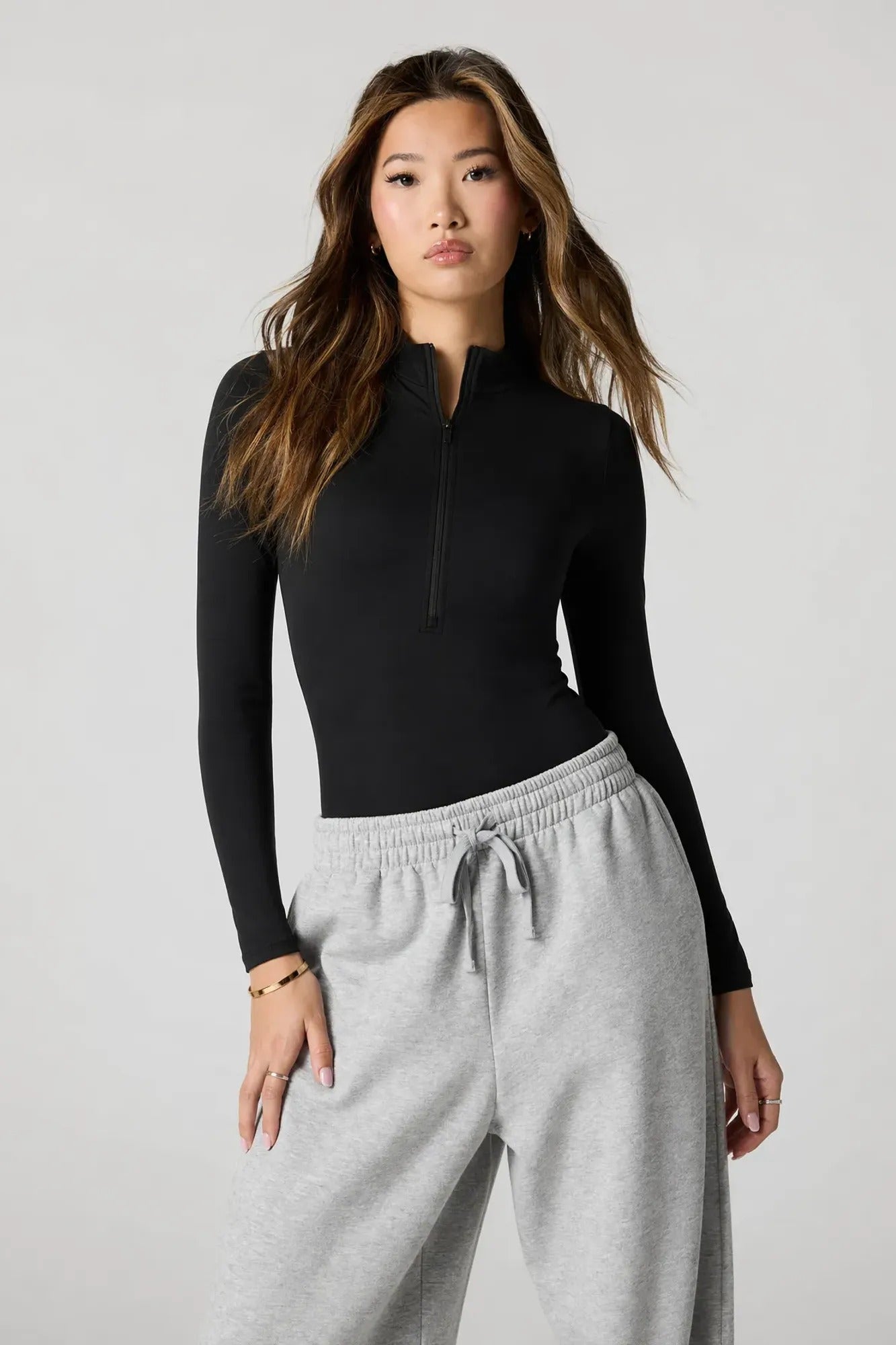 Contour Half Zip Long Sleeve Bodysuit