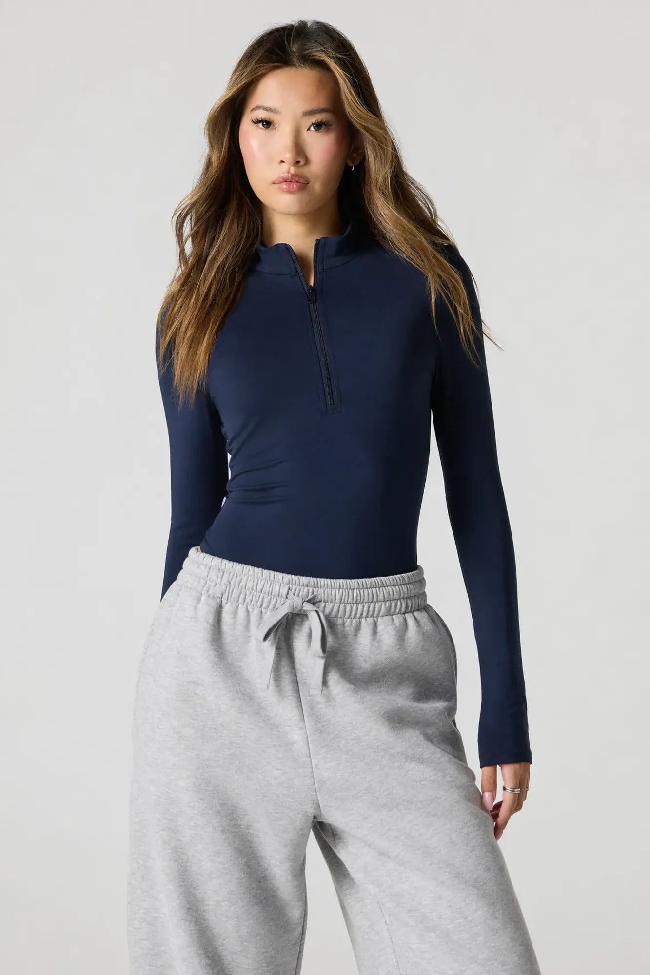 Contour Half Zip Long Sleeve Bodysuit