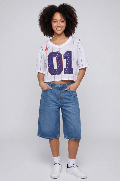 USA Graphic Mesh Cropped Jersey