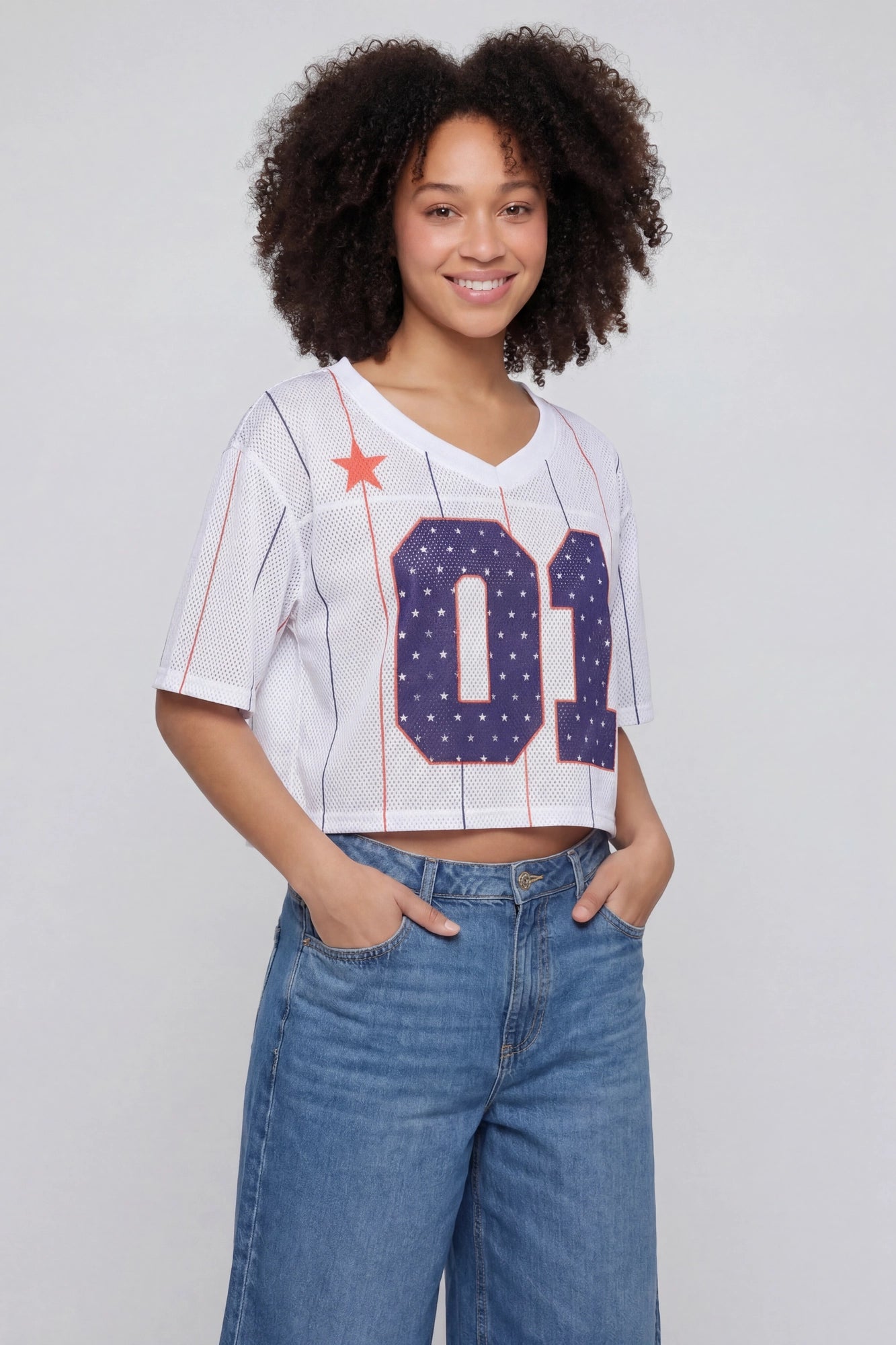 USA Graphic Mesh Cropped Jersey