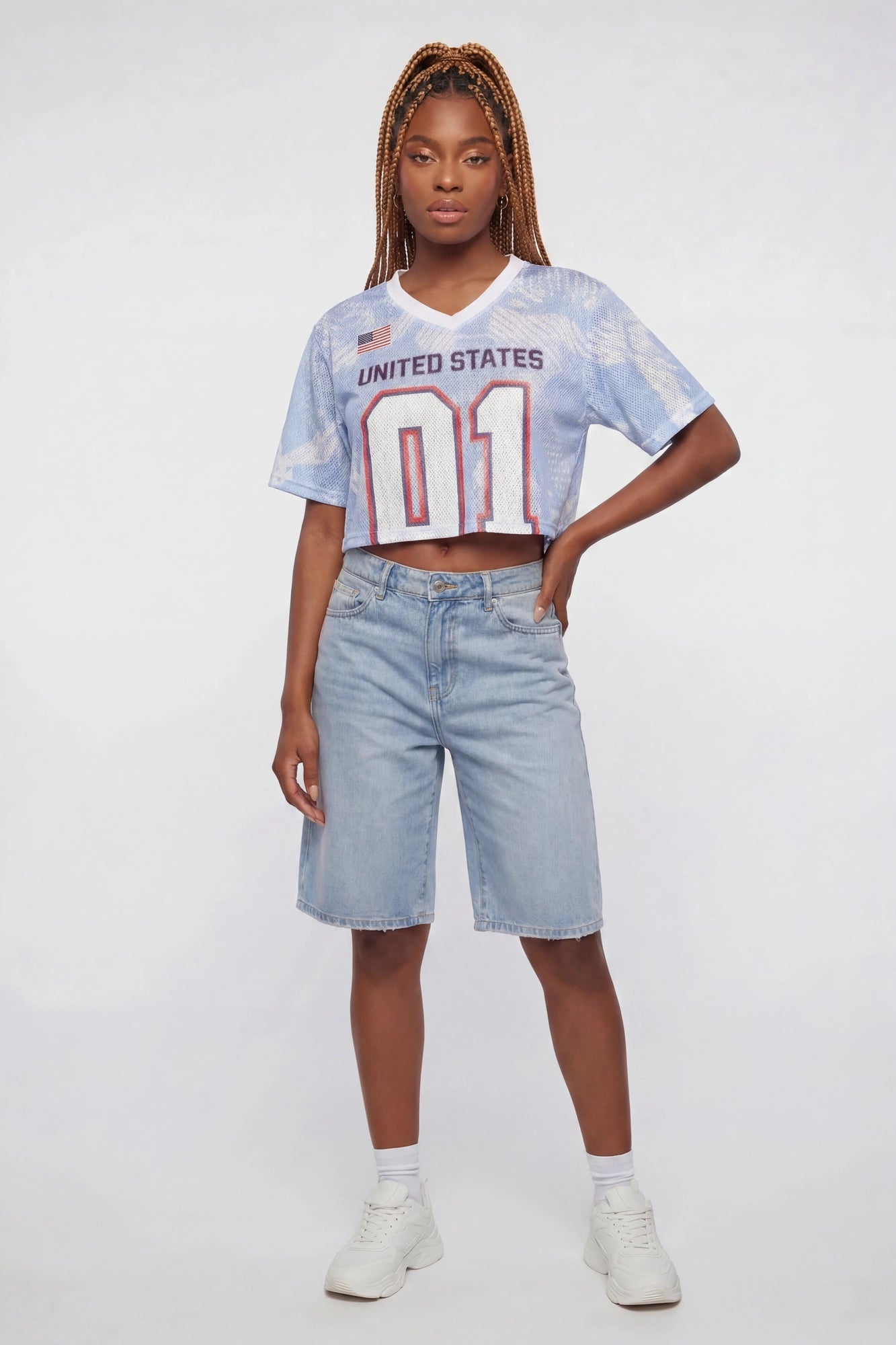 USA Graphic Mesh Cropped Jersey