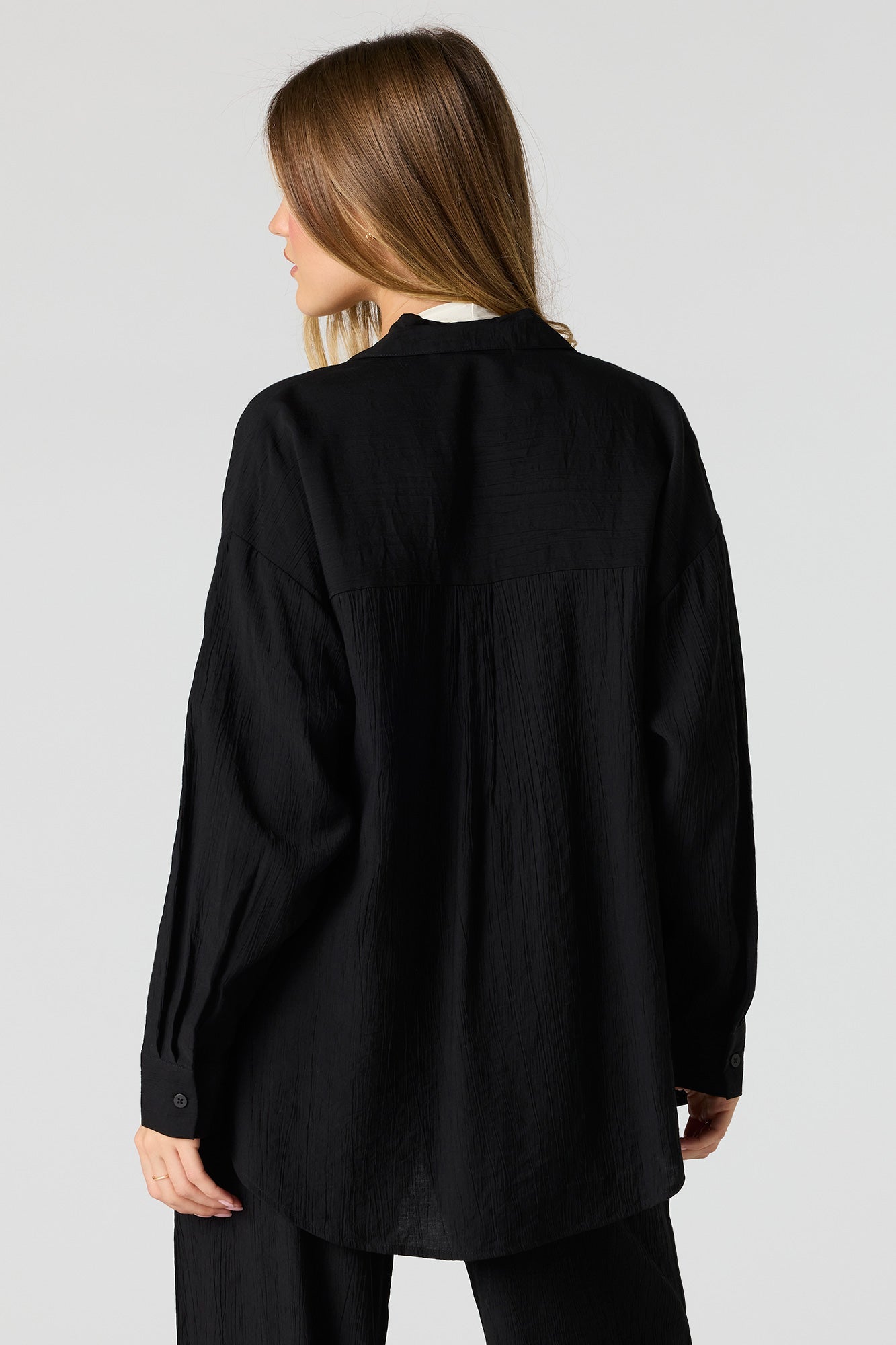 Textured Button-Up Oversized Top