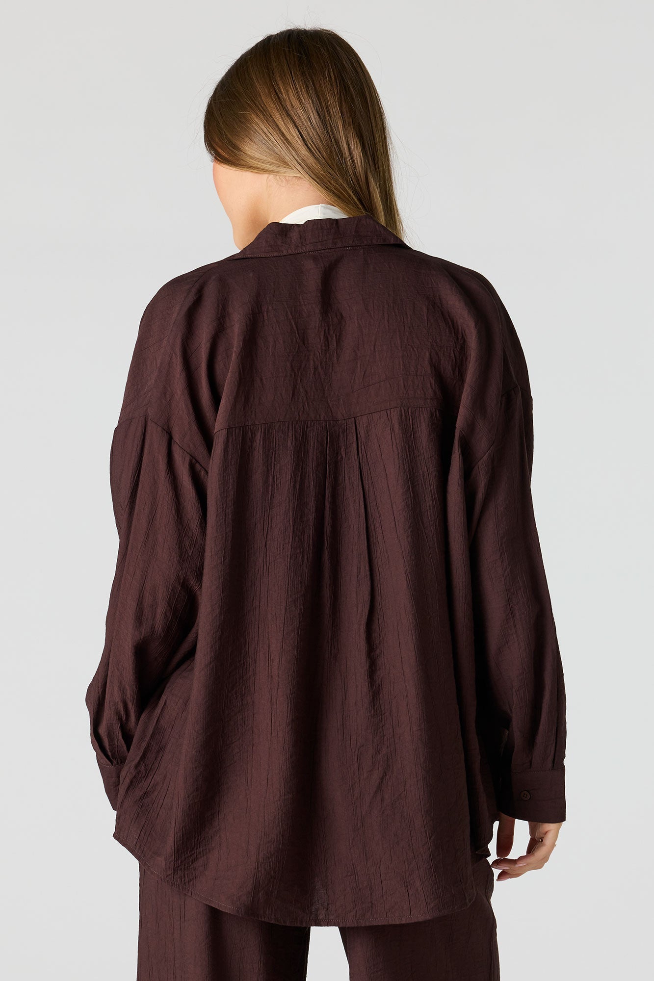 Textured Button-Up Oversized Top
