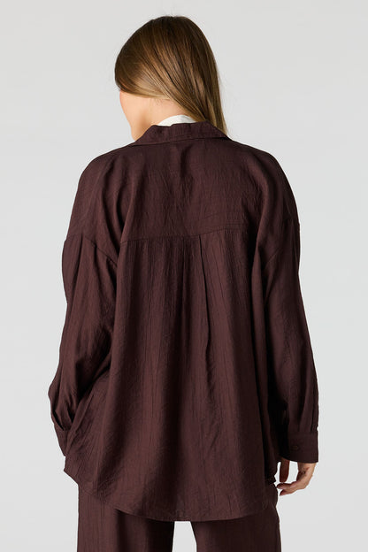 Textured Button-Up Oversized Top