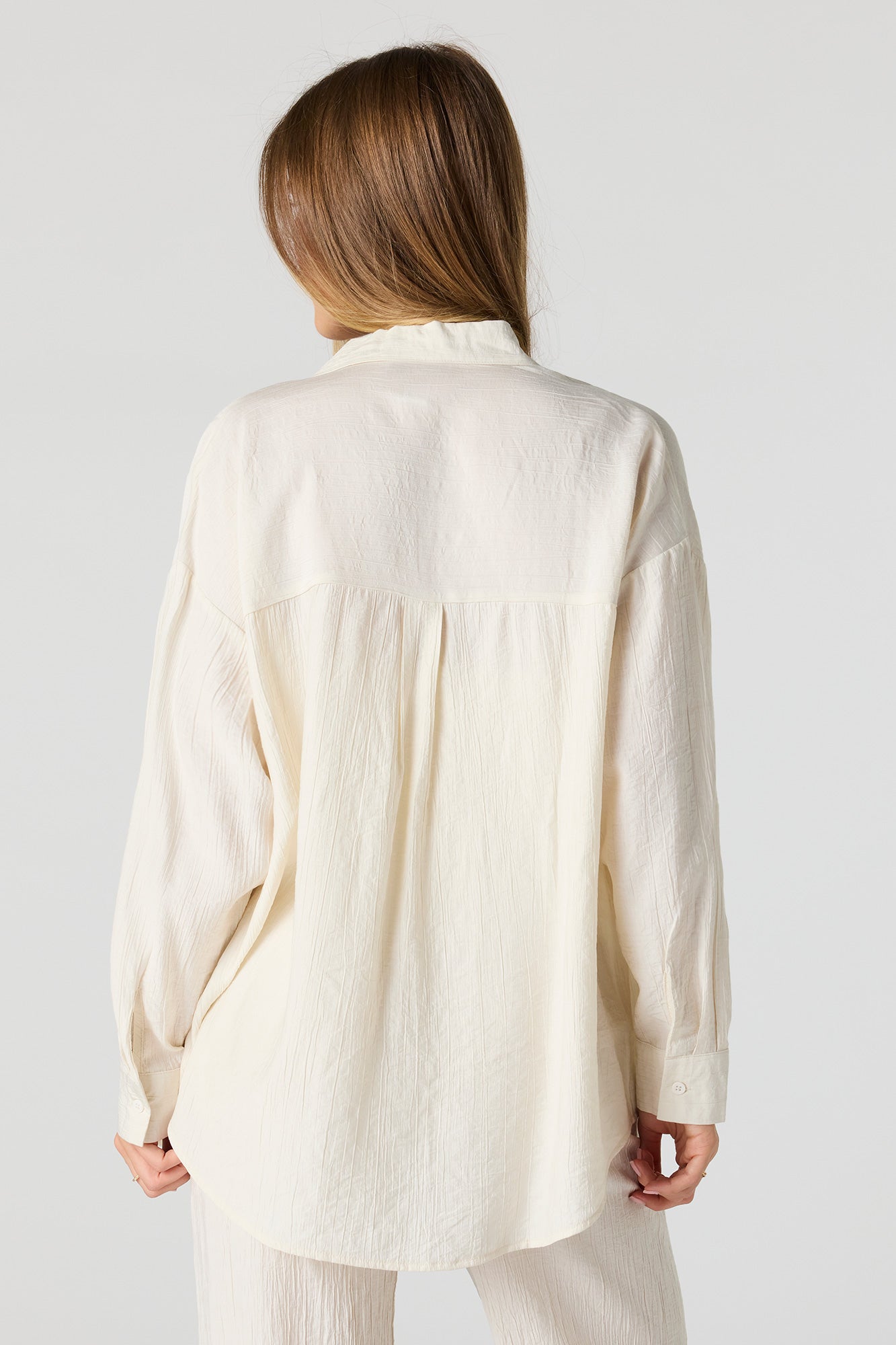 Textured Button-Up Oversized Top