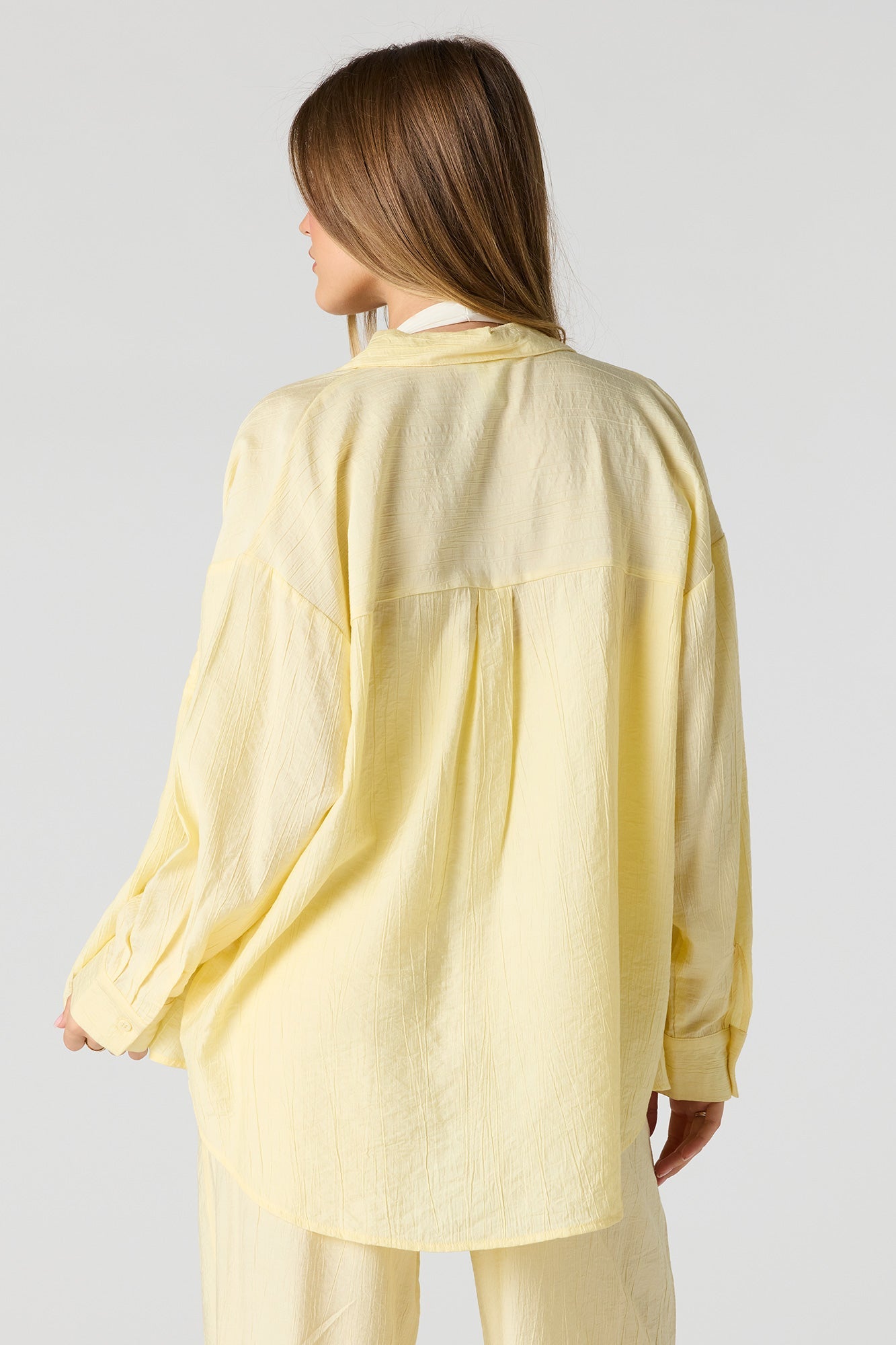 Textured Button-Up Oversized Top