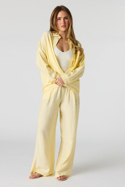 Textured Button-Up Oversized Top
