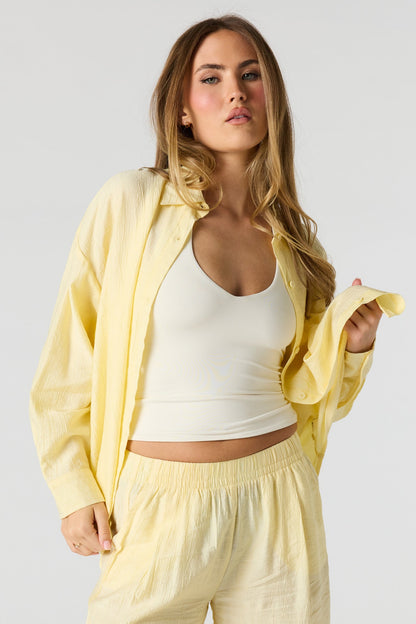 Textured Button-Up Oversized Top
