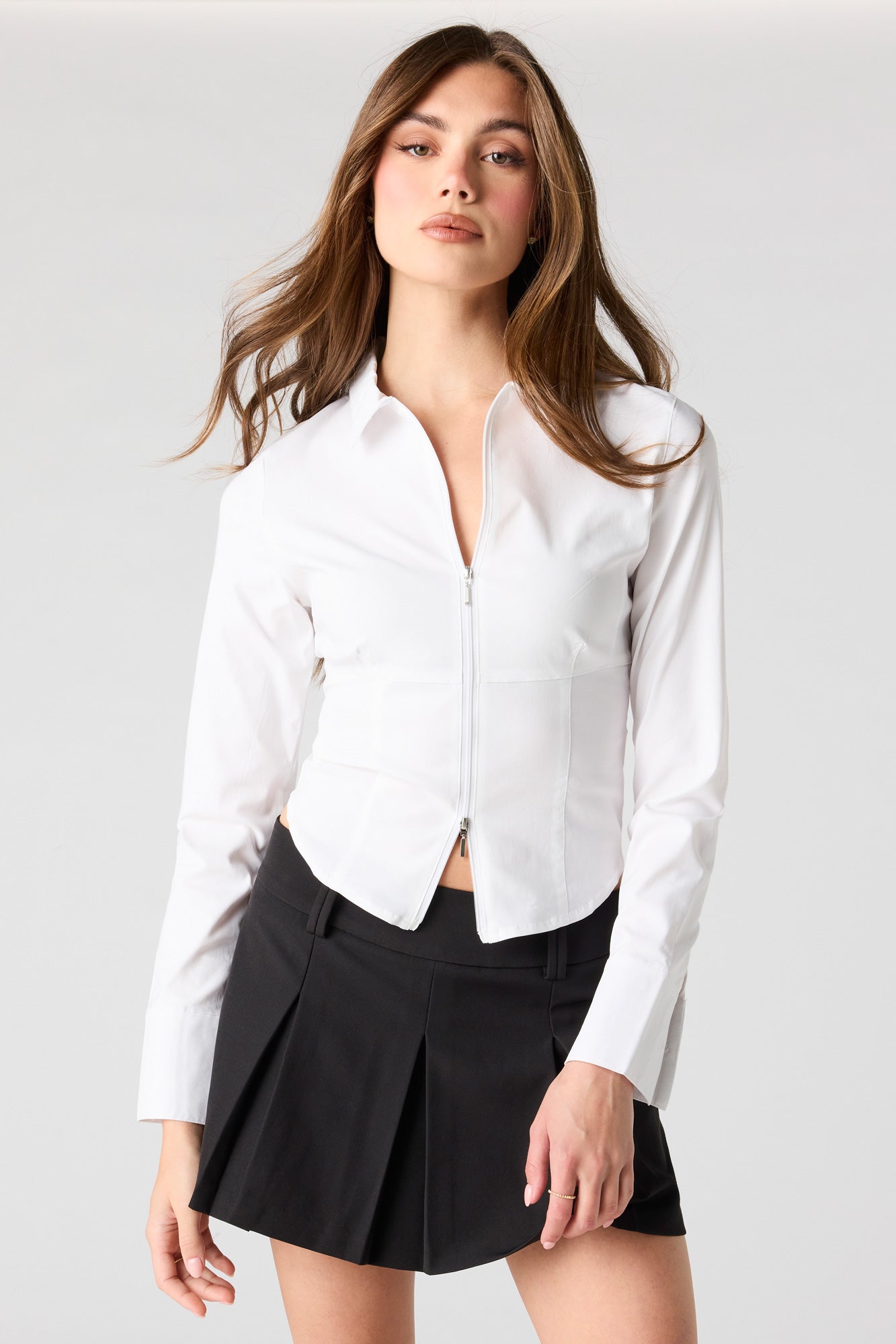 2-Way Zip Collared Fitted Top