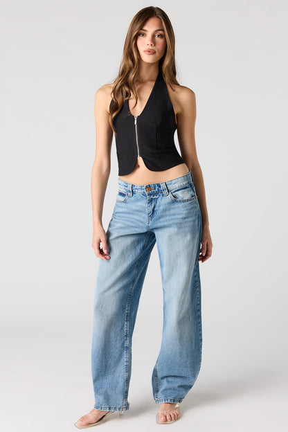 Zipper Front Halter Top