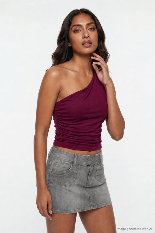 Ruched One Shoulder Top