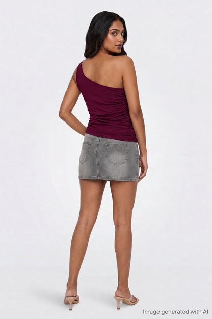 Ruched One Shoulder Top