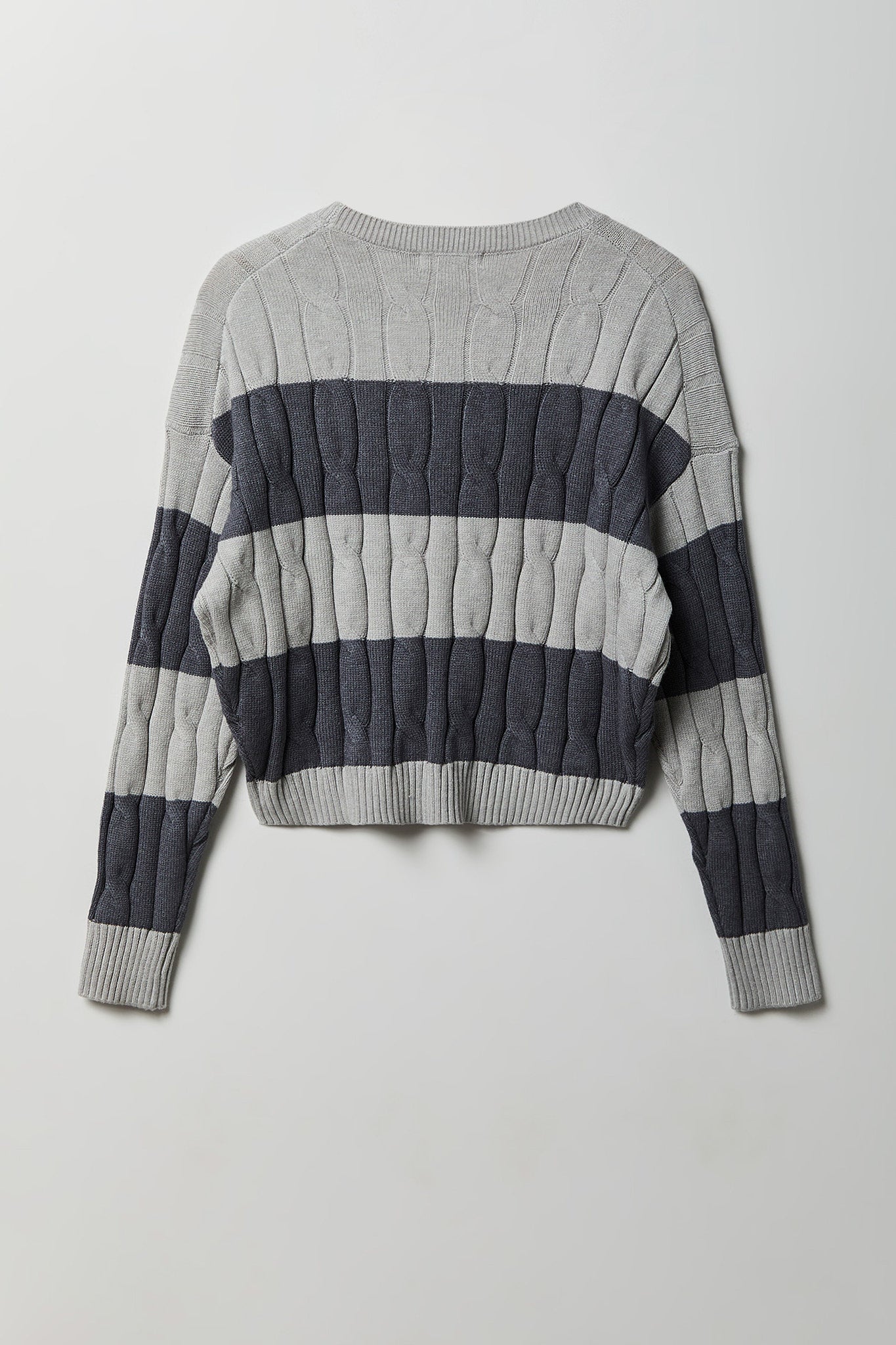 Cable Knit Striped Sweater