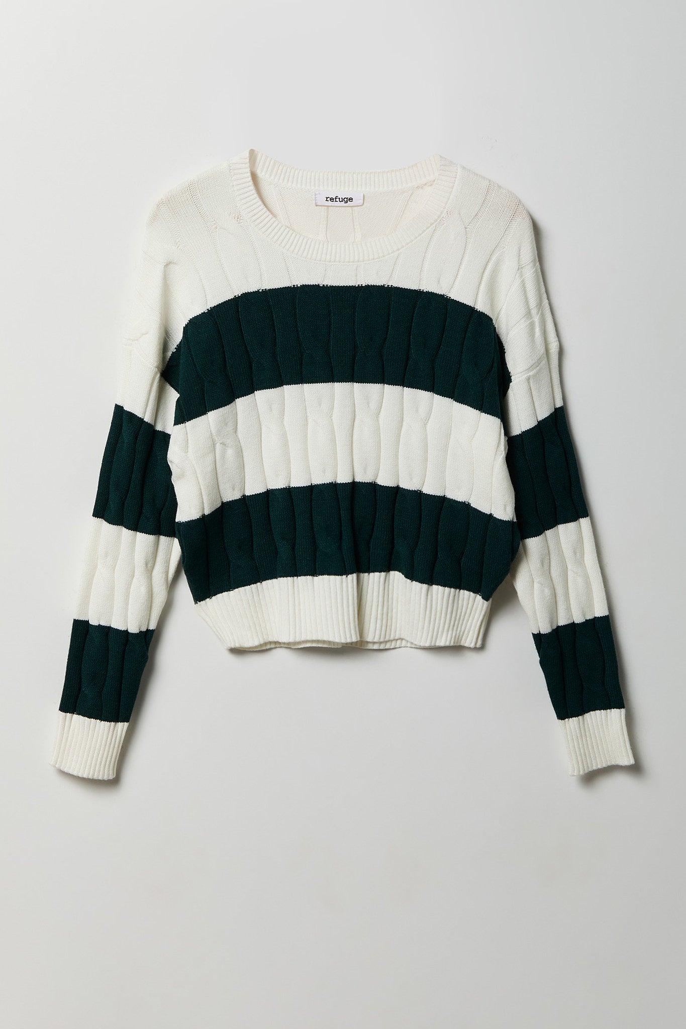 Cable Knit Striped Sweater