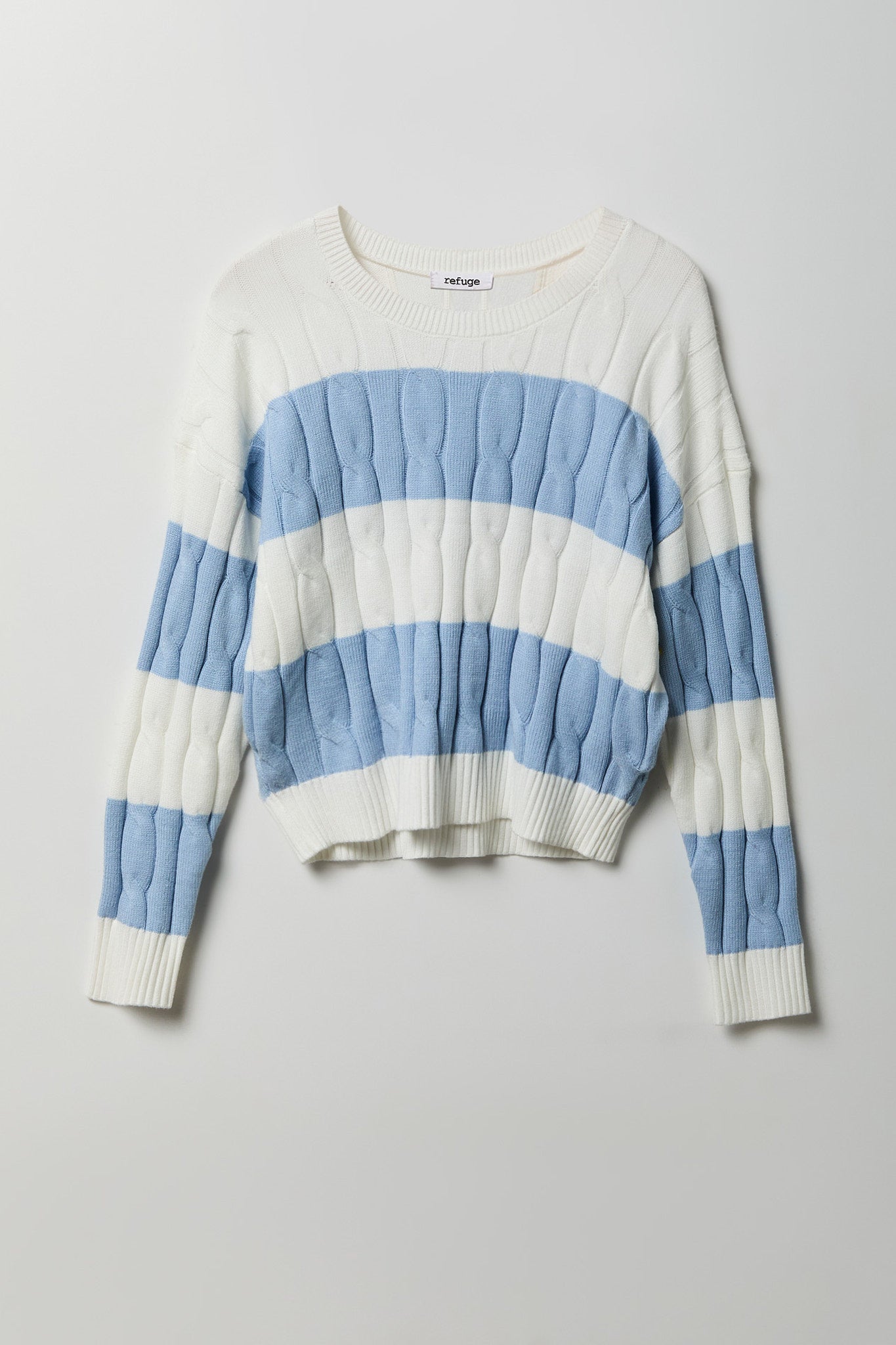 Cable Knit Striped Sweater