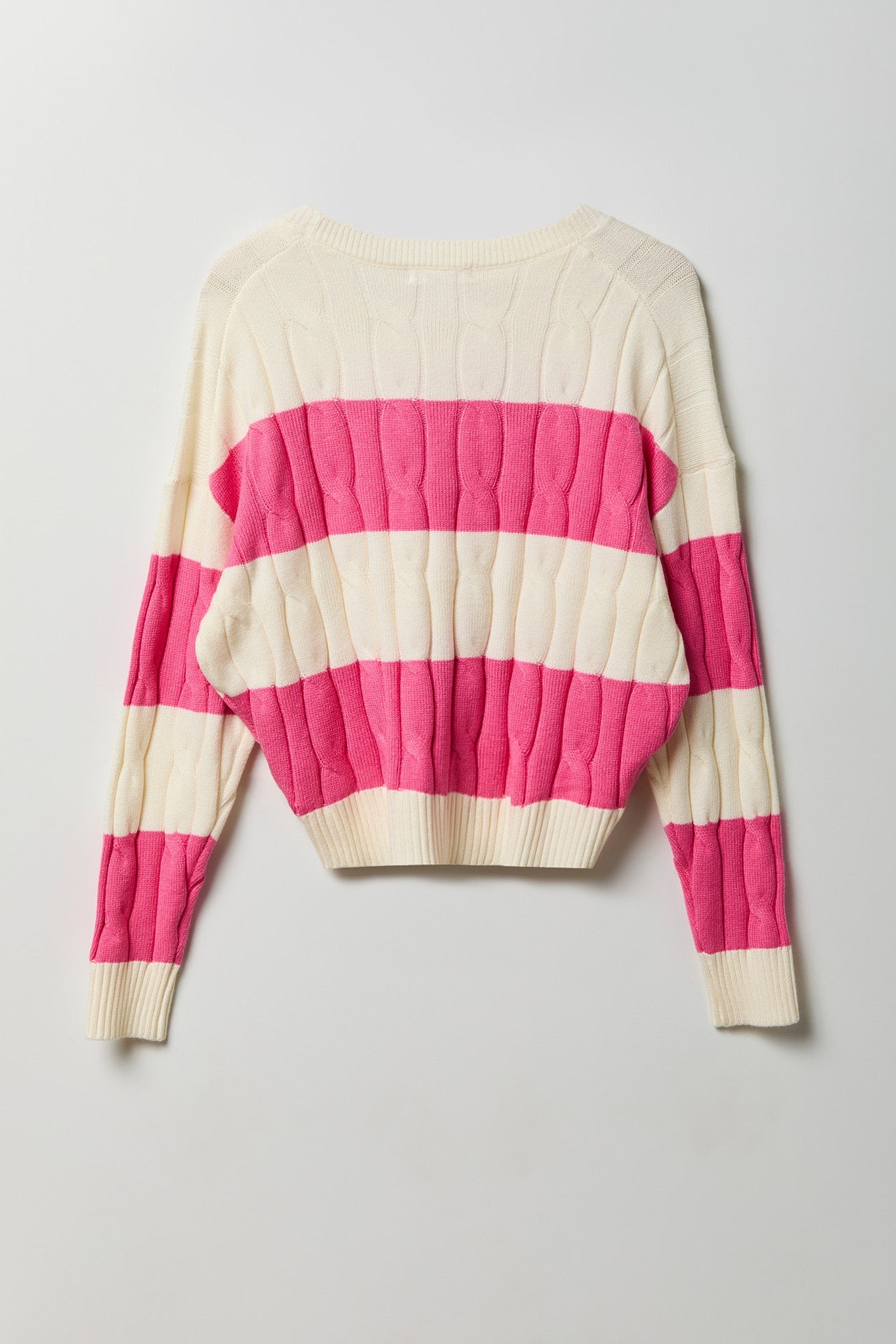 Cable Knit Striped Sweater