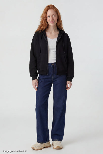 Fleece Boxy Zip Hoodie