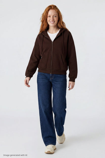 Fleece Boxy Zip Hoodie