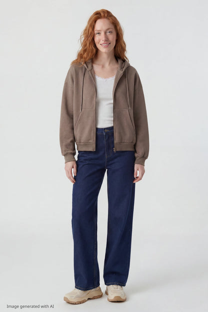 Fleece Boxy Zip Hoodie