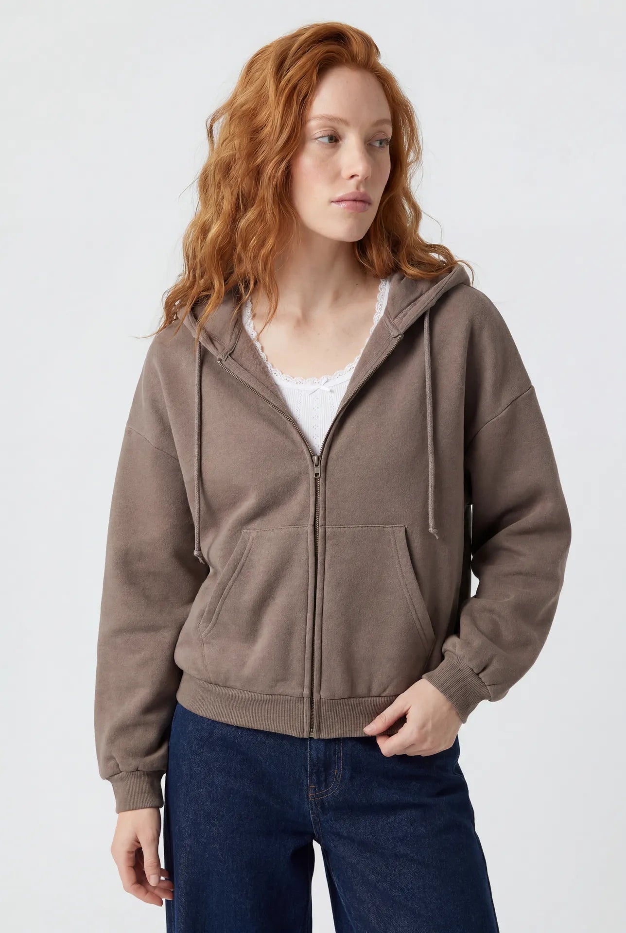Fleece Boxy Zip Hoodie