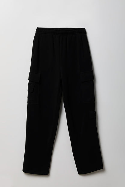 Fleece Low Rise Wide Leg Cargo Sweatpant