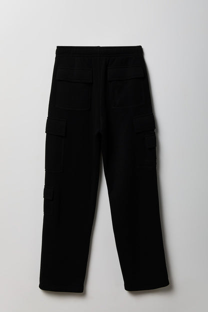 Fleece Low Rise Wide Leg Cargo Sweatpant