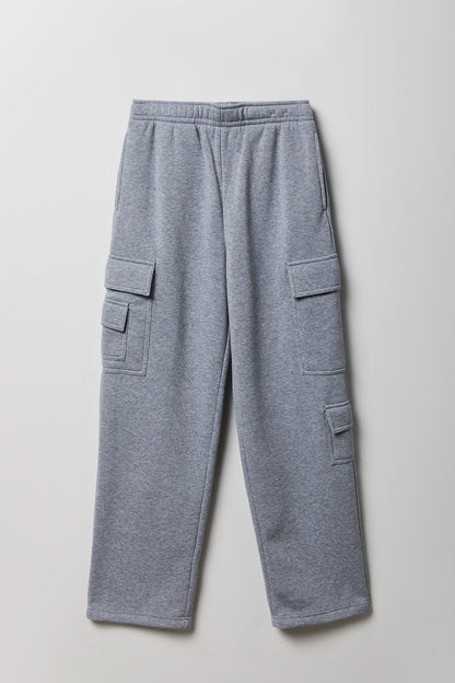 Fleece Low Rise Wide Leg Cargo Sweatpant