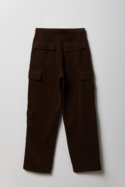 Fleece Low Rise Wide Leg Cargo Sweatpant