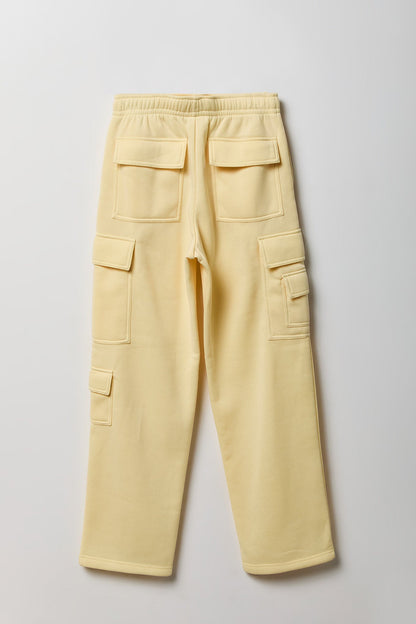 Fleece Low Rise Wide Leg Cargo Sweatpant