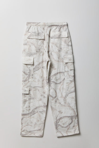 Fleece Low Rise Wide Leg Cargo Sweatpant