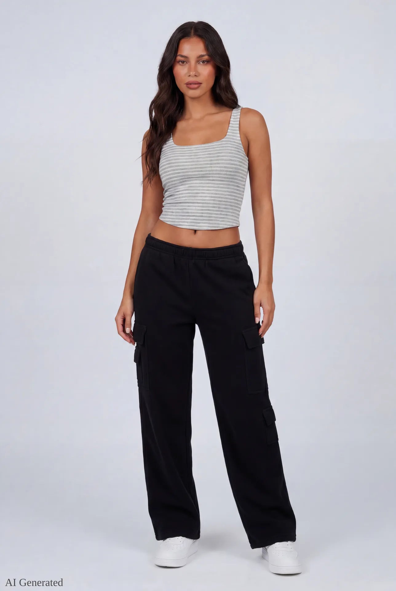 Fleece Low Rise Wide Leg Cargo Sweatpant