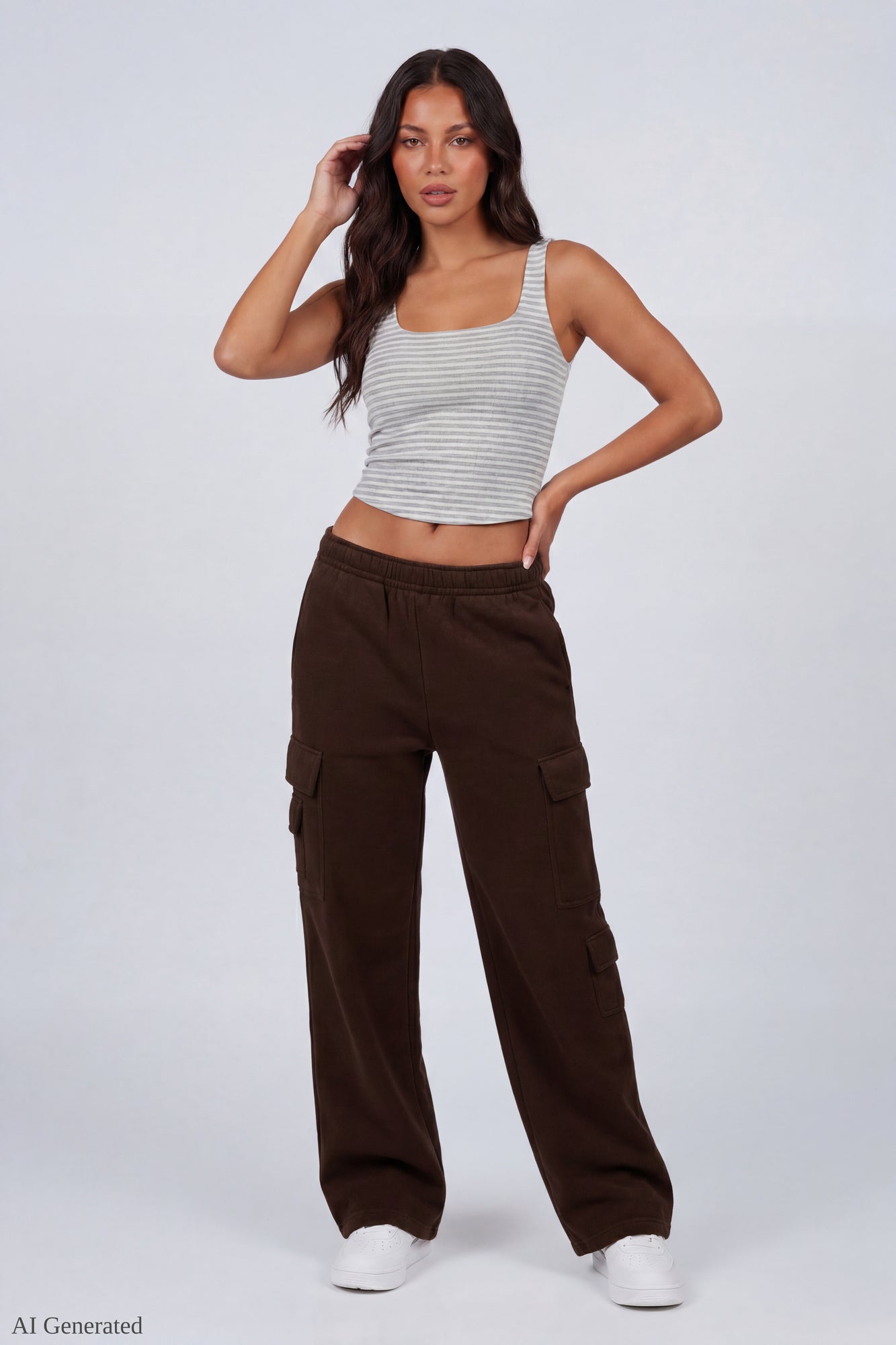 Fleece Low Rise Wide Leg Cargo Sweatpant